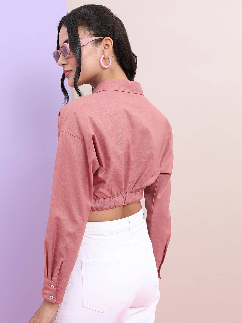 Mauve Solid Regular Fit Crop Top | CT61 - view 2