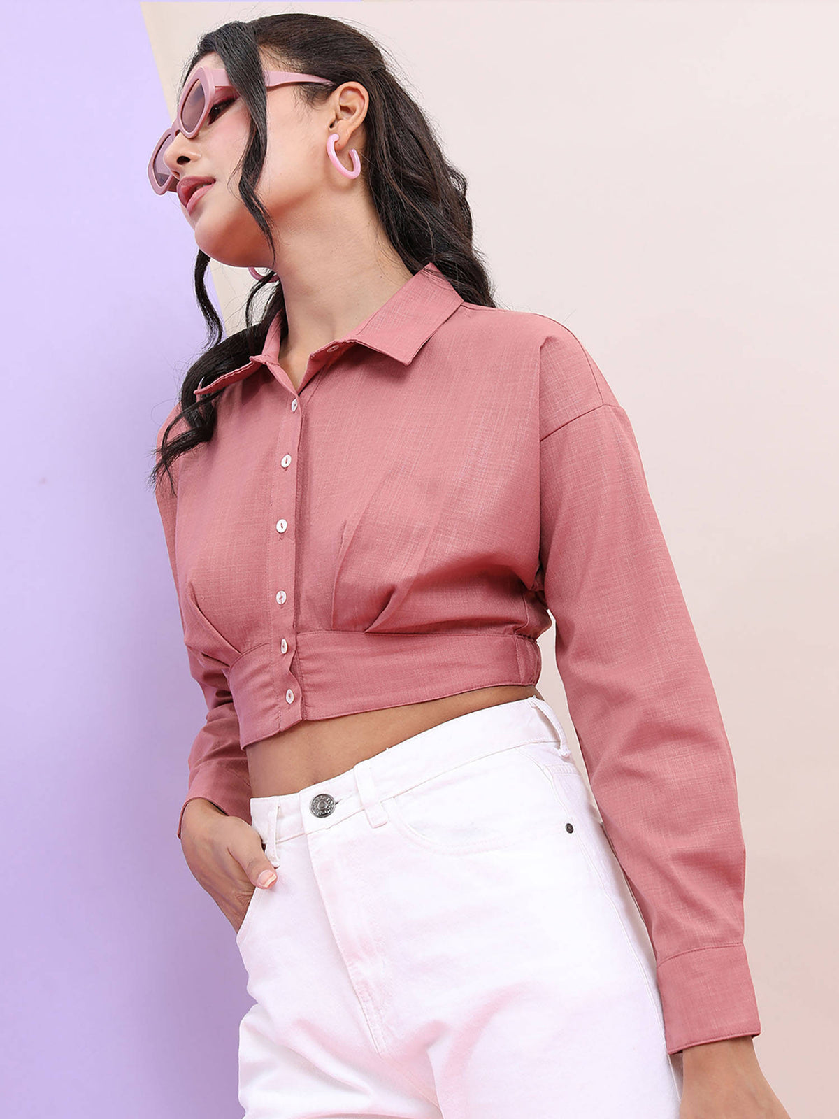 Mauve Solid Regular Fit Crop Top | CT61 - view 4