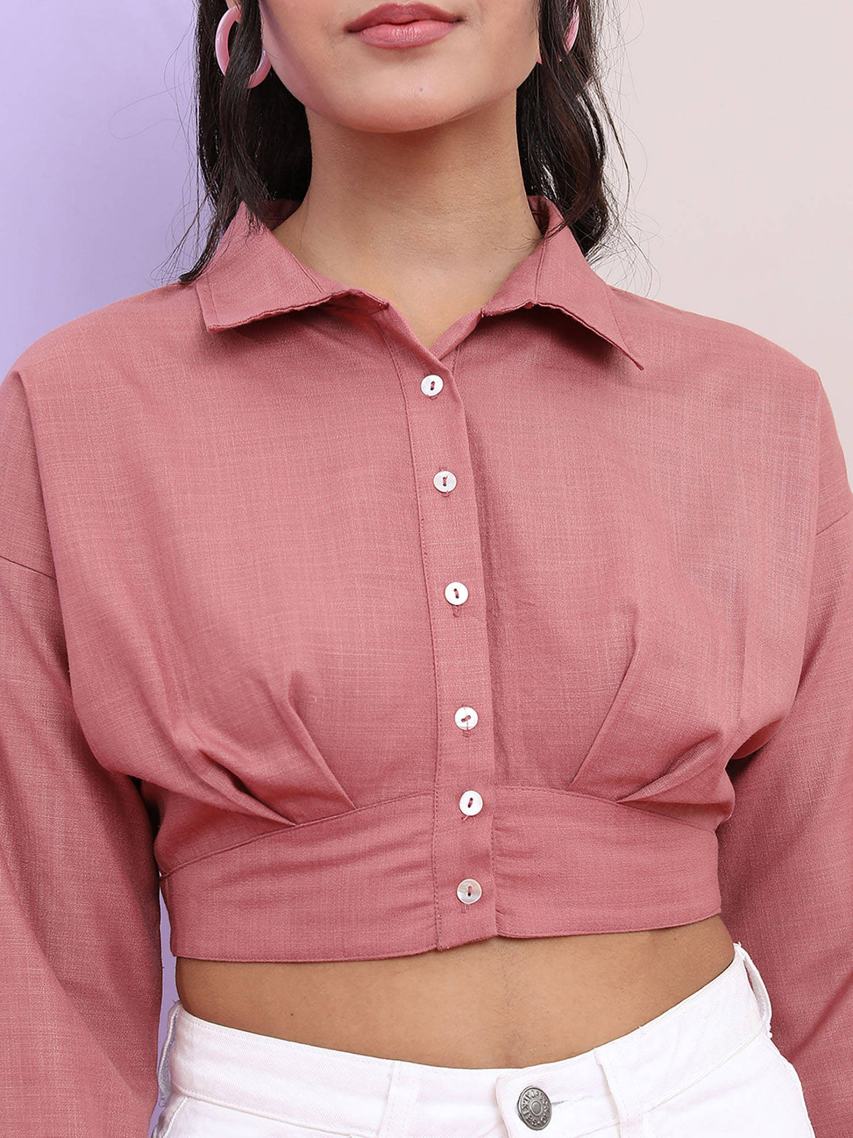 Mauve Solid Regular Fit Crop Top | CT61 - view 5
