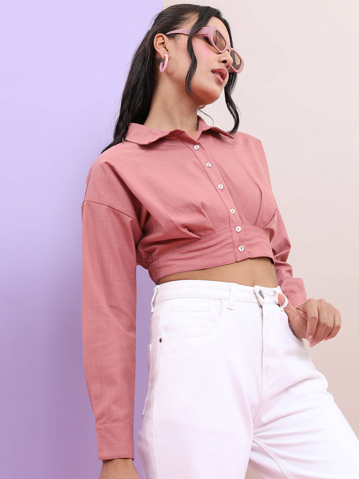 Mauve Solid Regular Fit Crop Top | CT61 - view 6