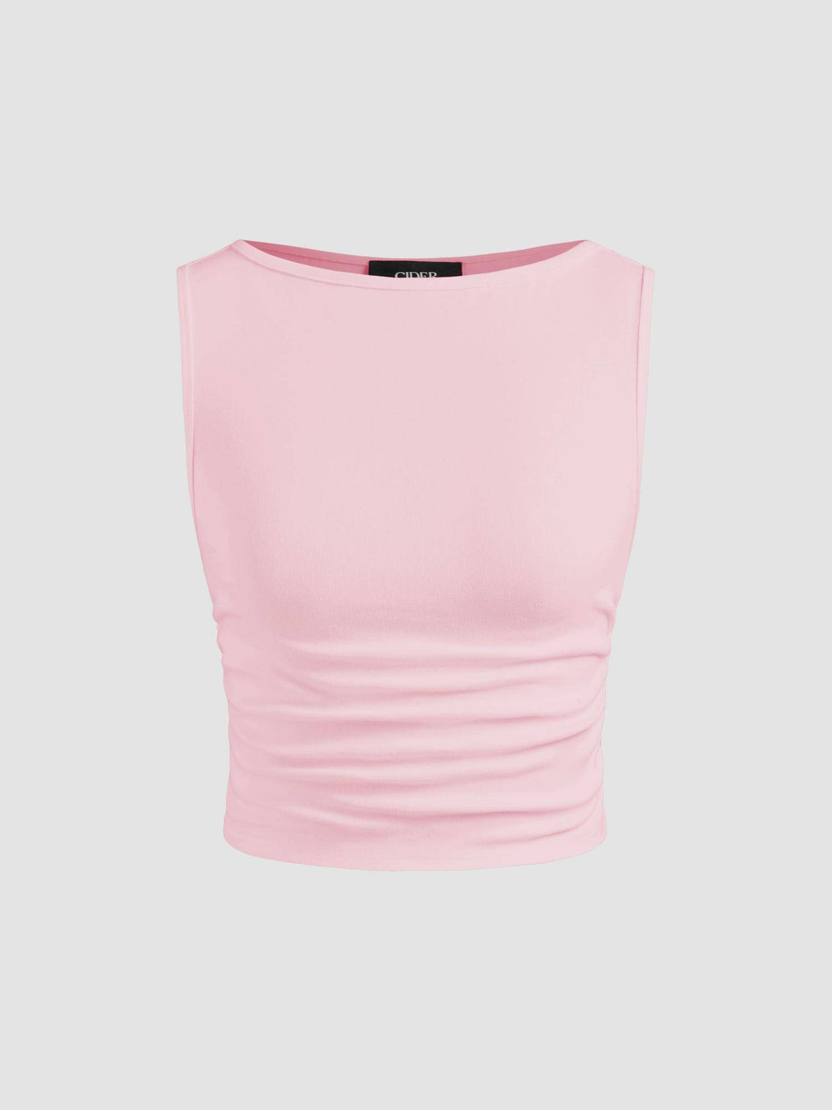 Boat Neck Ruched Solid Crop Tank Top | TT98 - view 34