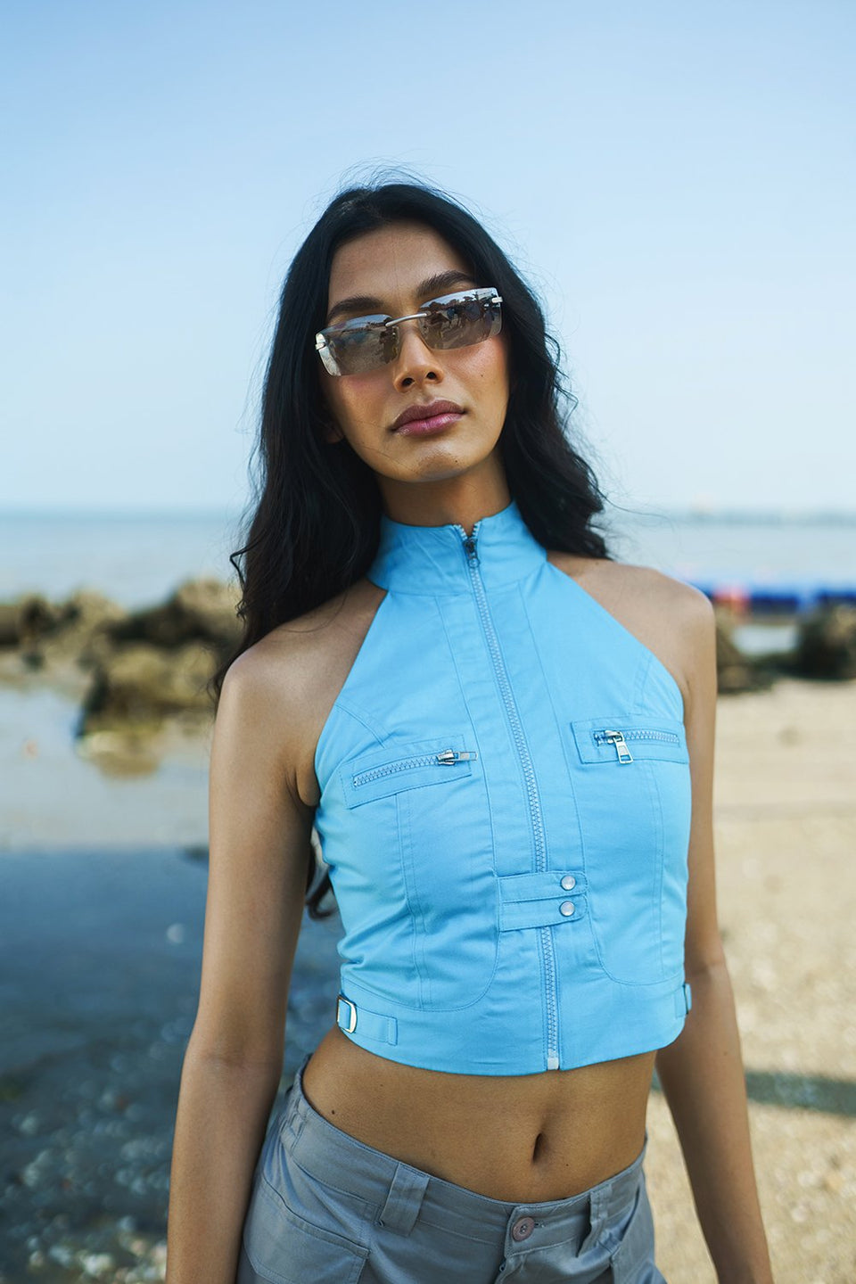 Deep Blue Utility Crop Top CT98