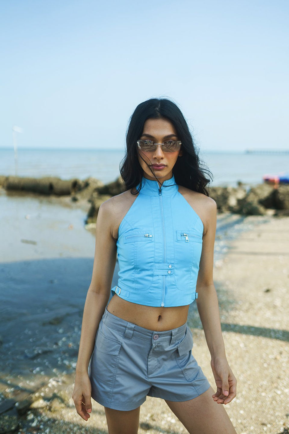 Deep Blue Utility Crop Top CT98