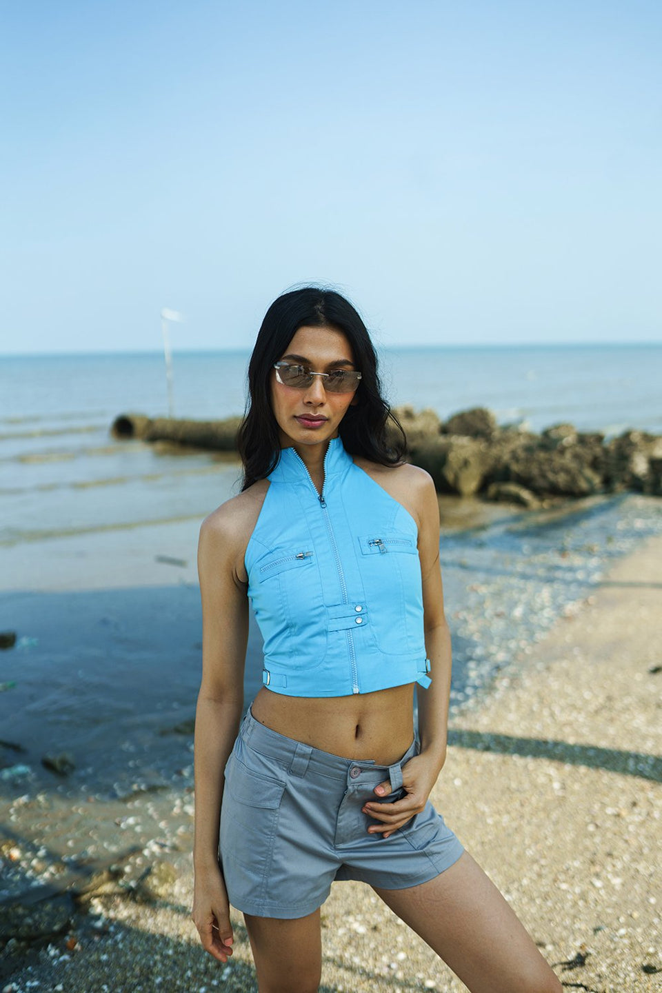 Deep Blue Utility Crop Top CT98