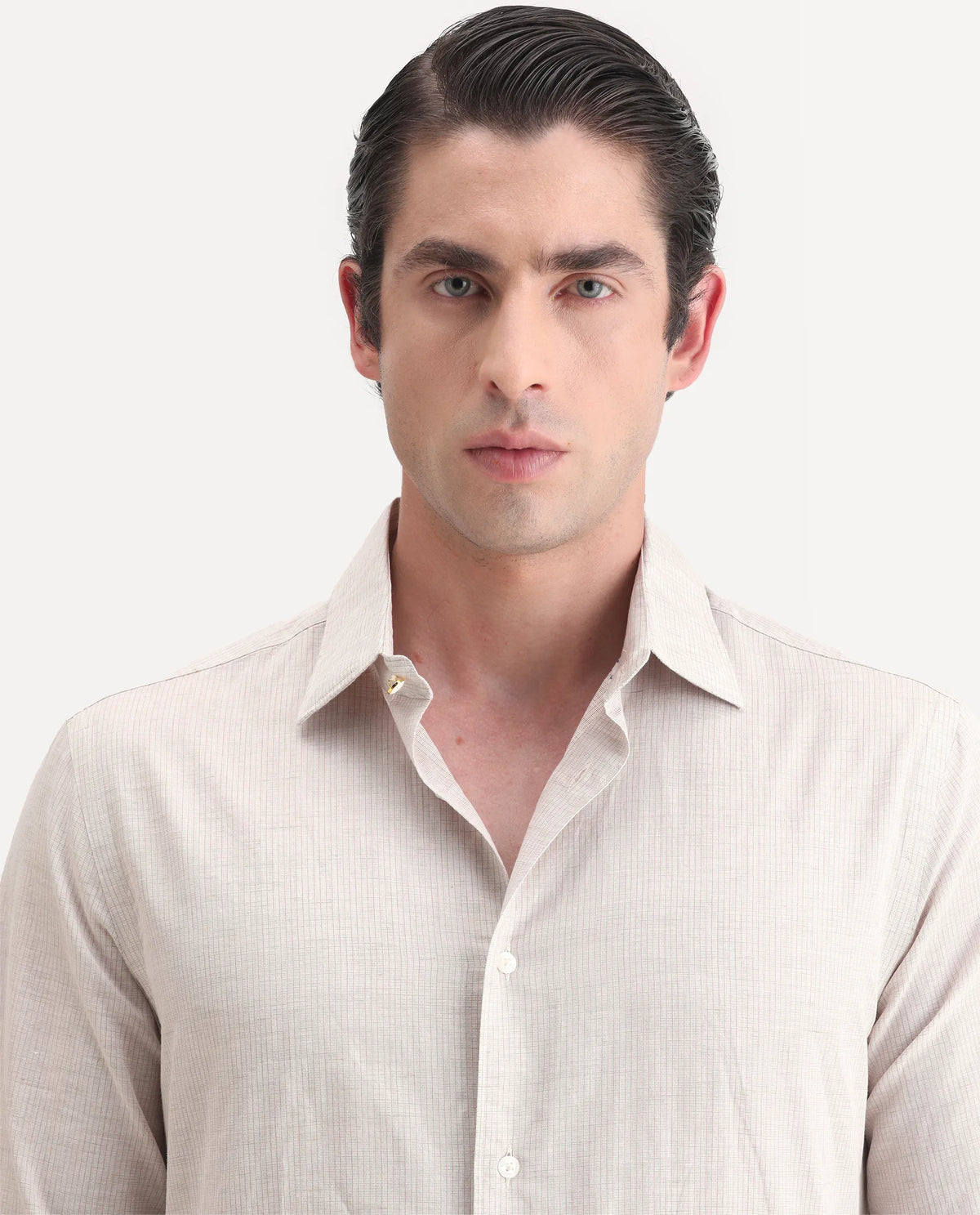 REGULAR FIT STRIPED PRINT SHIRT GUILD BUSINESS - DENTO - BEIGE morris.lane