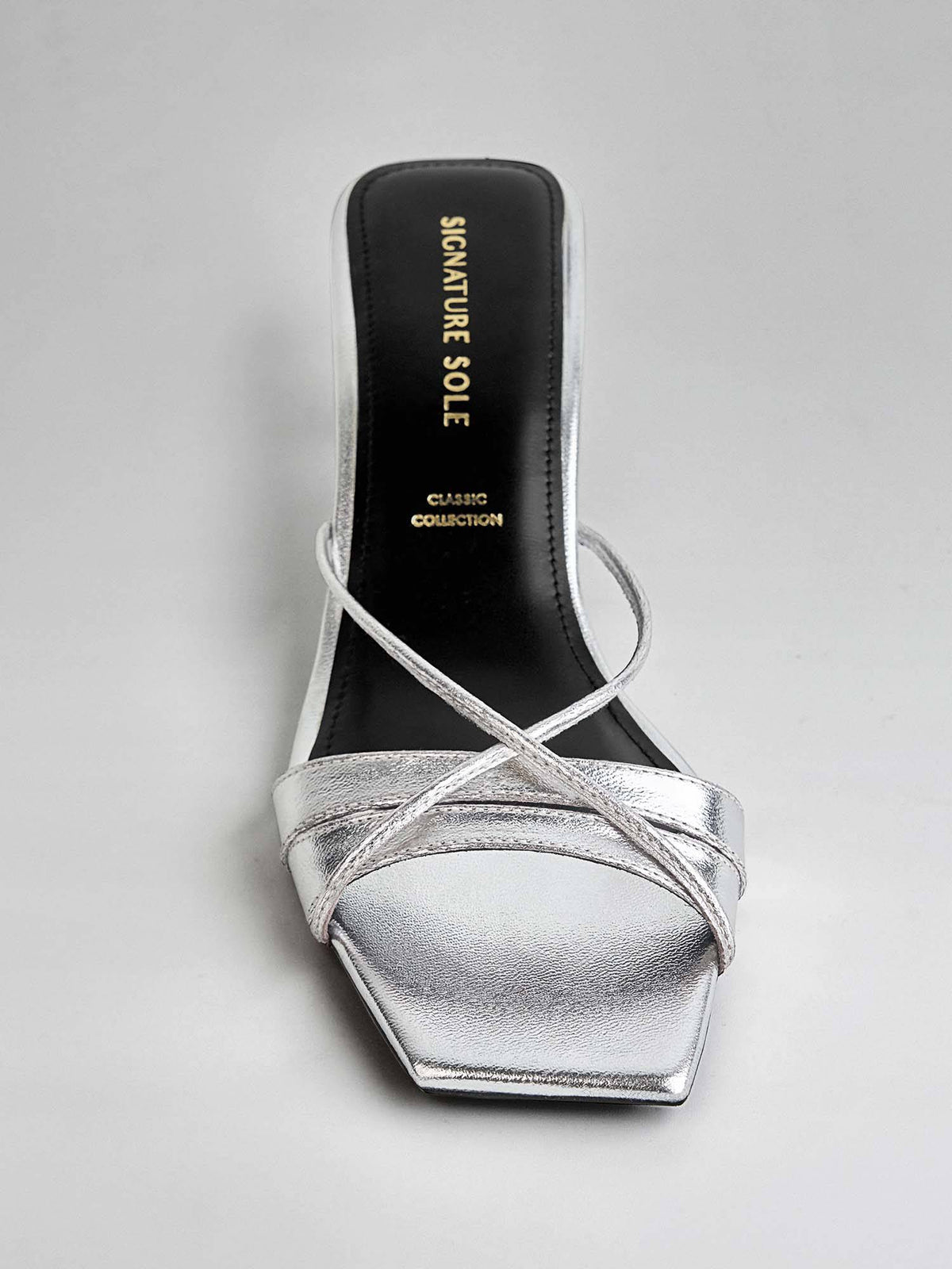 Silver Metallic Ankle Wrap Kitten Heel | H78 - view 4