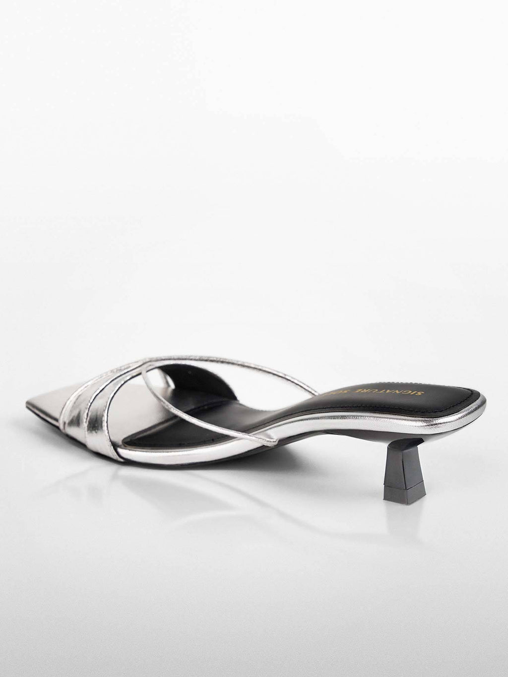 Silver Metallic Ankle Wrap Kitten Heel | H78 - view 5