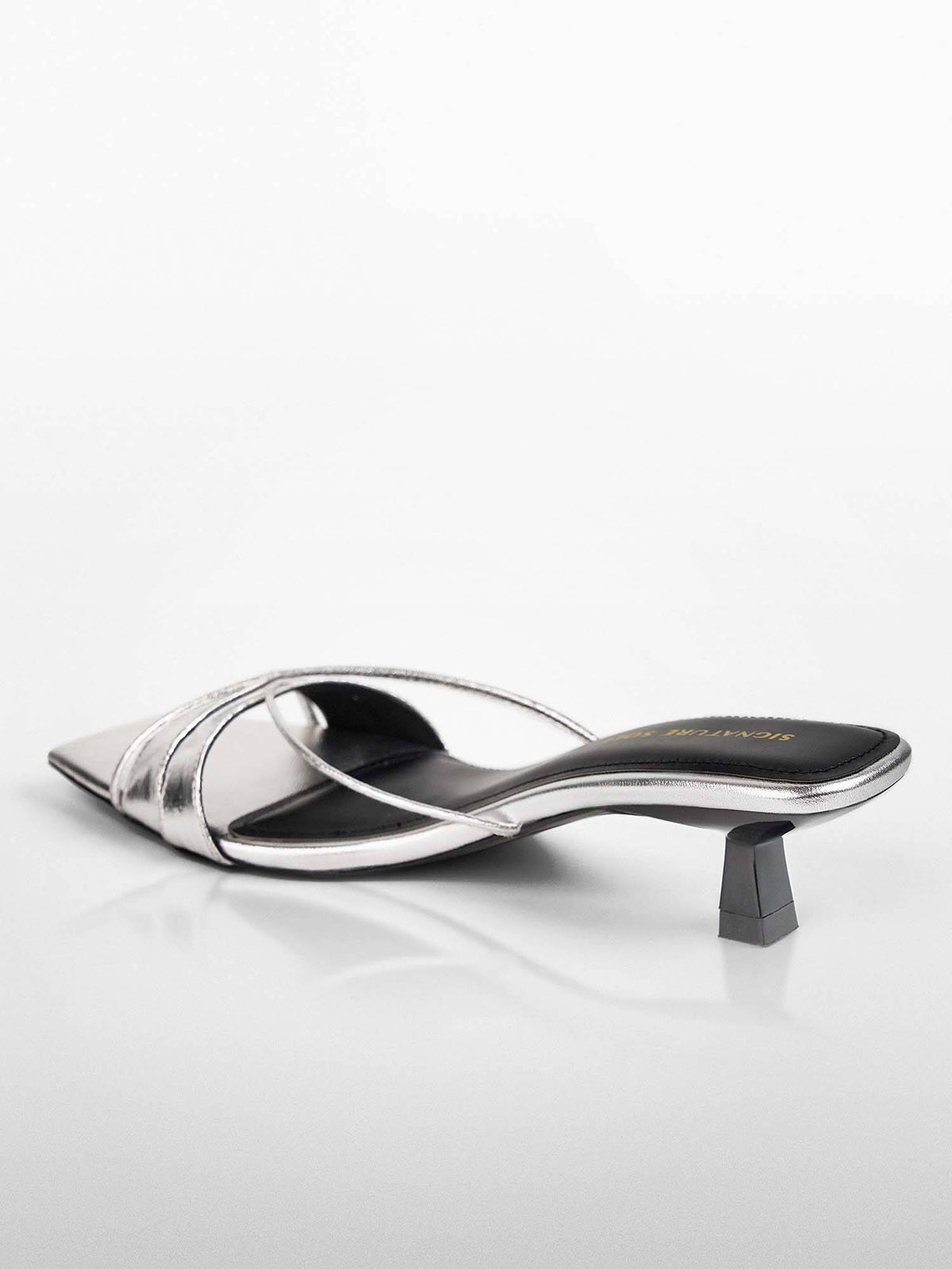 Silver Metallic Ankle Wrap Kitten Heel | H78 - view 5