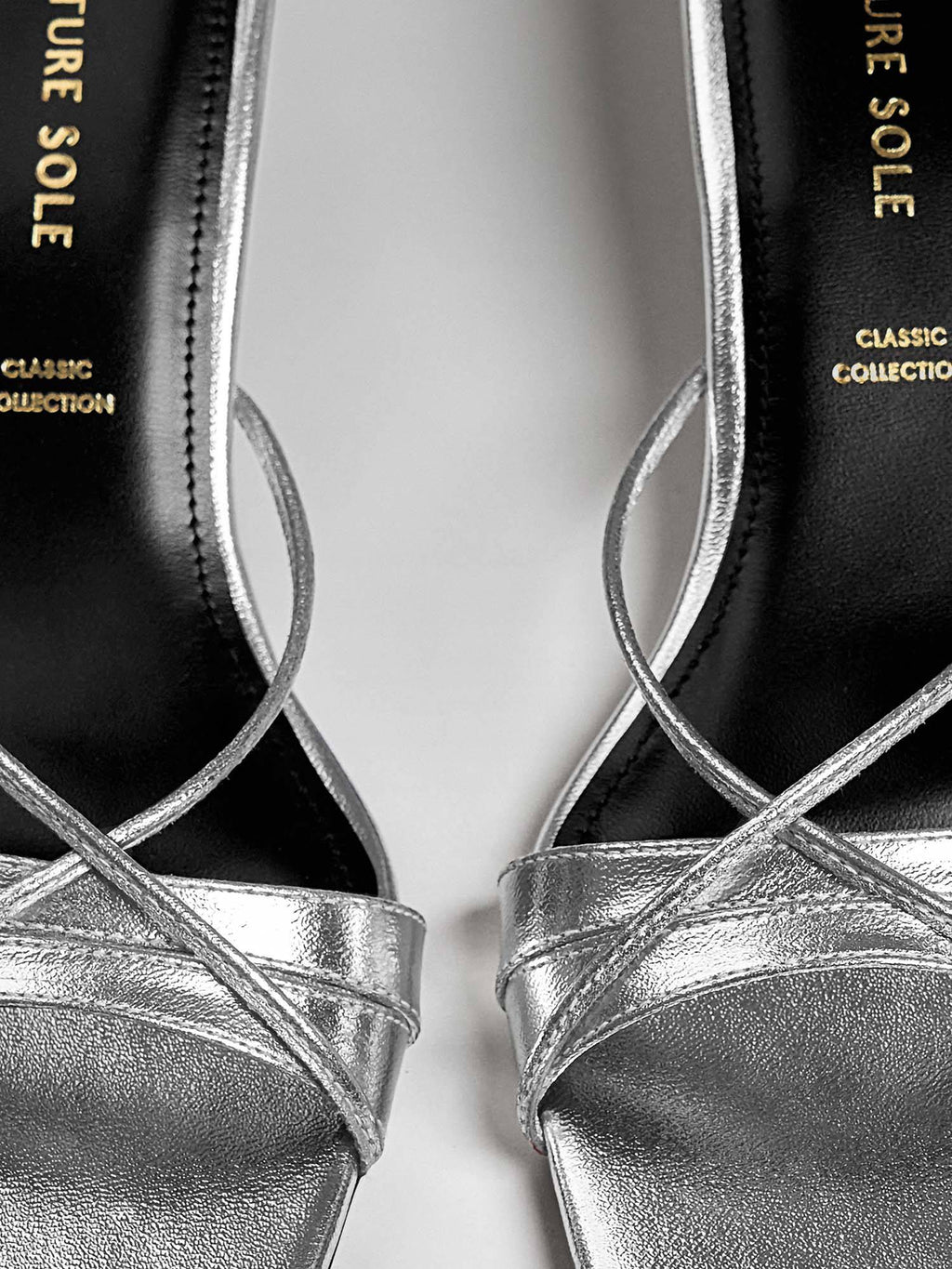 Silver Metallic Ankle Wrap Kitten Heel | H78 - view 6