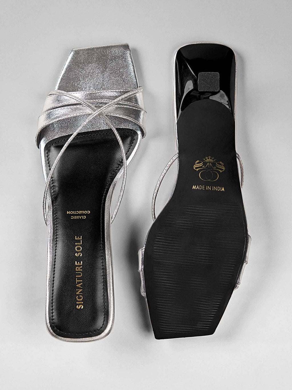Silver Metallic Ankle Wrap Kitten Heel | H78 - view 7