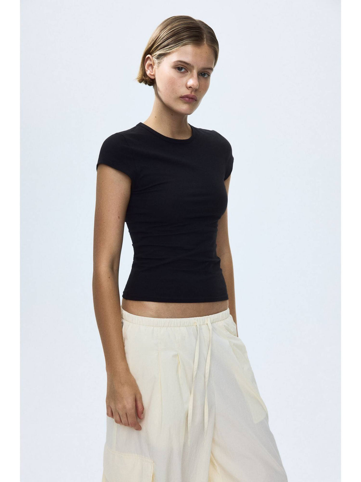 Women Red Cap-Sleeved Cotton T-Shirt | TS56 - view 4