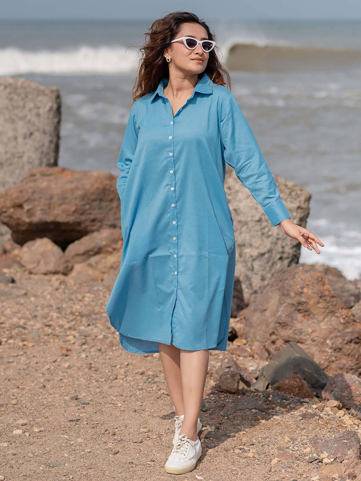 Women Cream Solid Midi Dress | D56 - view 31