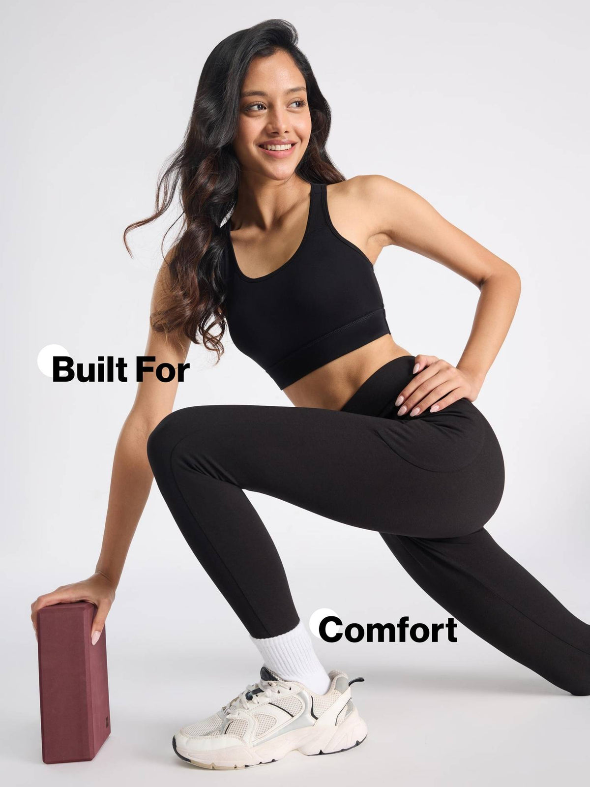 Cotton Slip-On Sports Bra with Moulded Removable Cups for Yoga & Walking NYK059 Black | sb09 - view 2