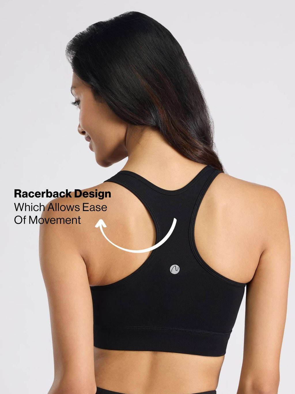 Cotton Slip-On Sports Bra with Moulded Removable Cups for Yoga & Walking NYK059 Black | sb09 - view 5