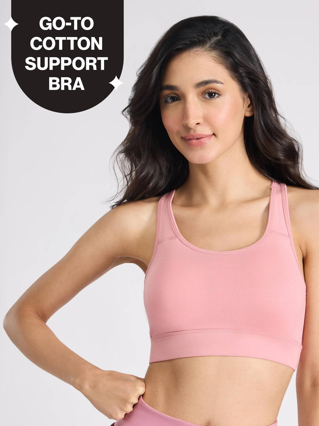 Everyday Cotton Sports Bra with Moulded Removable Cups for Walking& Yoga NYK059 Blue | sb09 - view 36