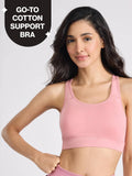 Everyday Cotton Sports Bra with Moulded Removable Cups for Walking& Yoga NYK059 Blue | sb09 - view 36