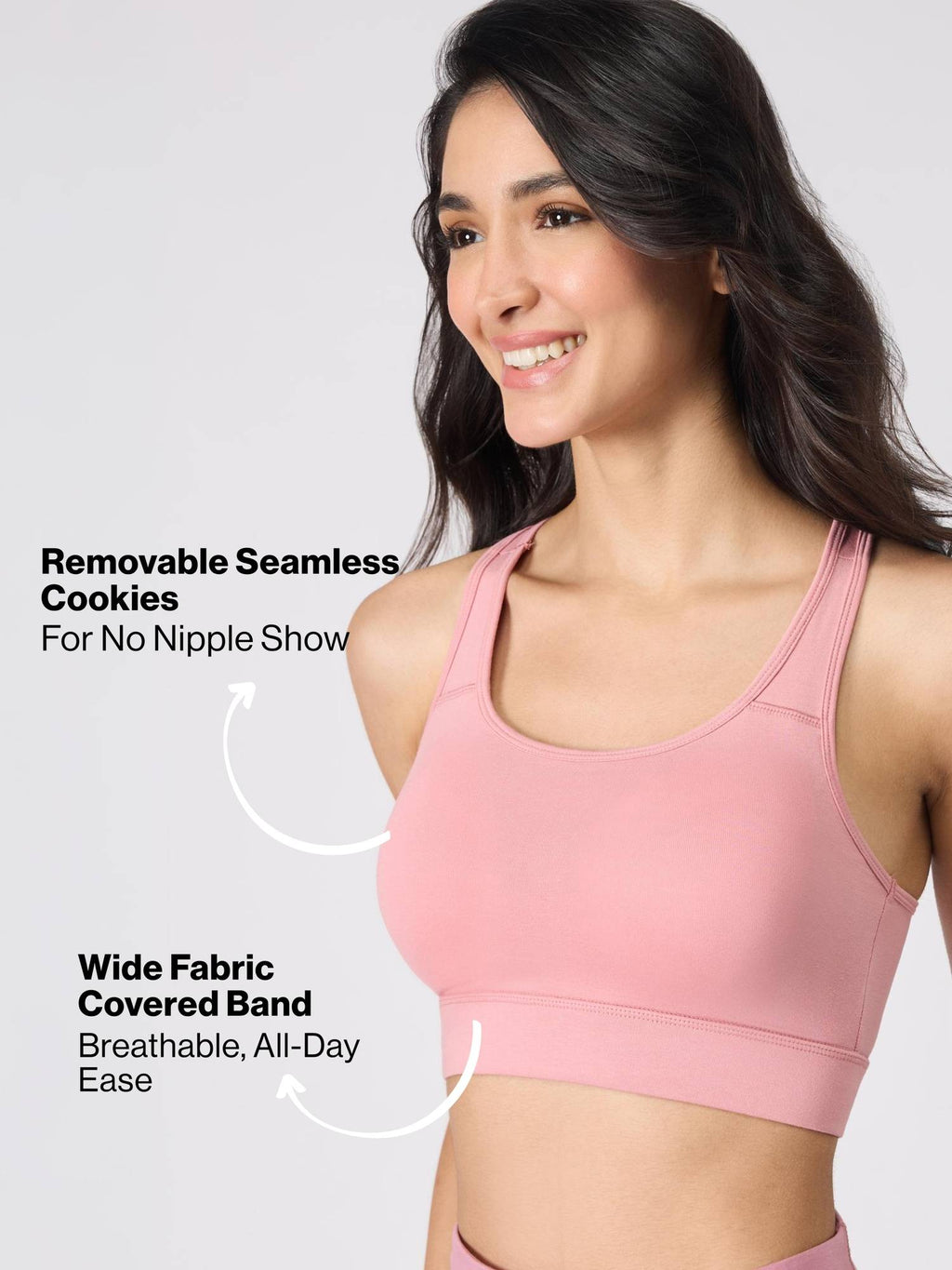 Cotton Slip On Sports Bra with Removable Cups NYK059 Navy | sb09 - view 27
