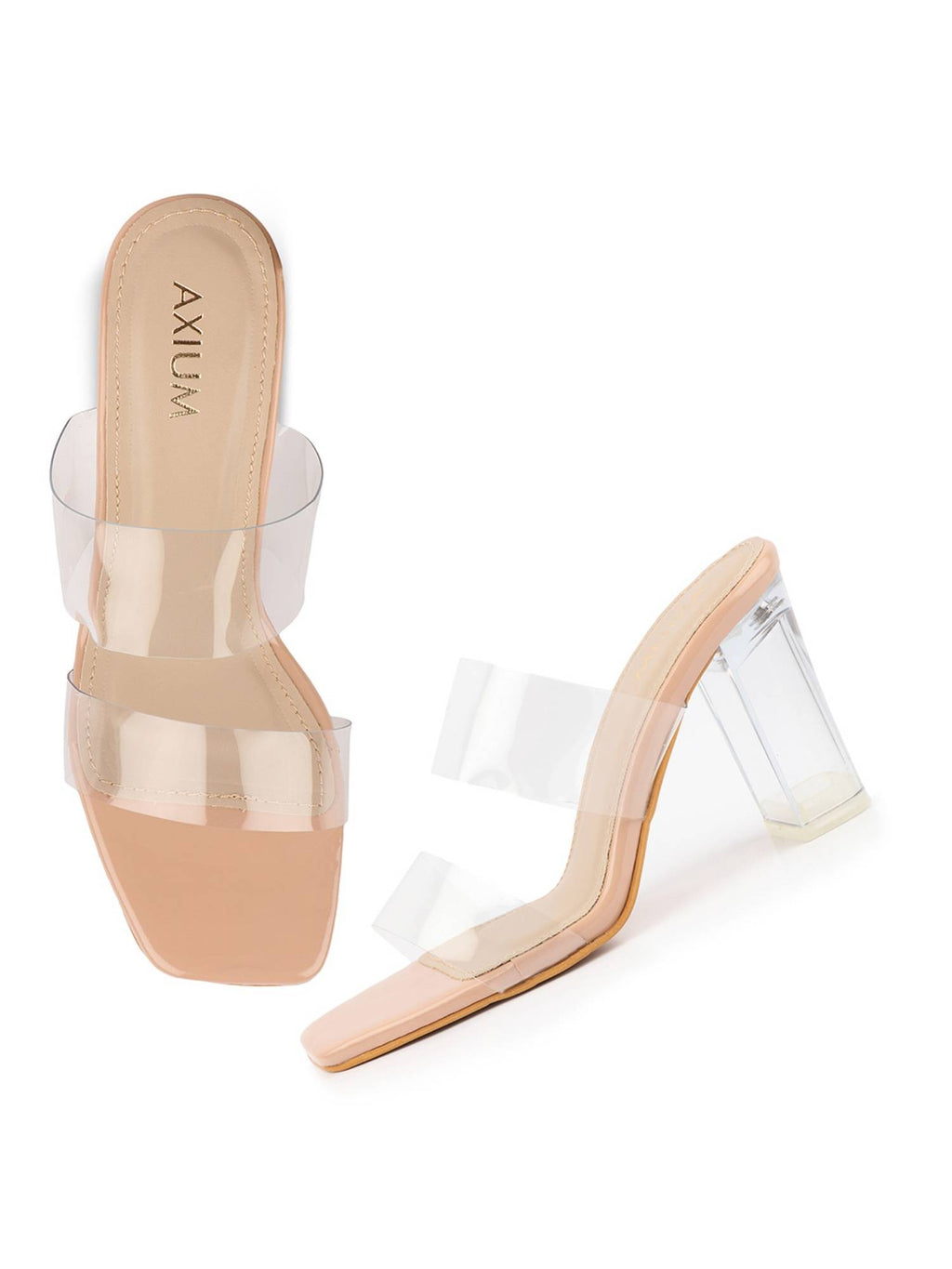 Women Beige Transparent (Clear) High Heels | H78 - view 2