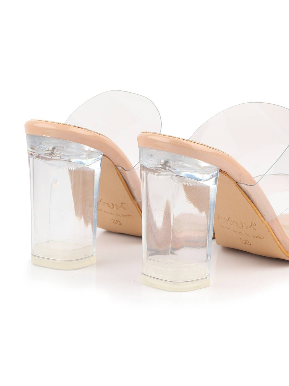 Women Beige Transparent (Clear) High Heels | H78 - view 3