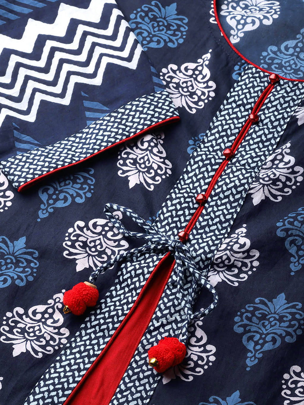 Navy Blue Cotton & Rayon A-Line Kurta | FY93 - view 5