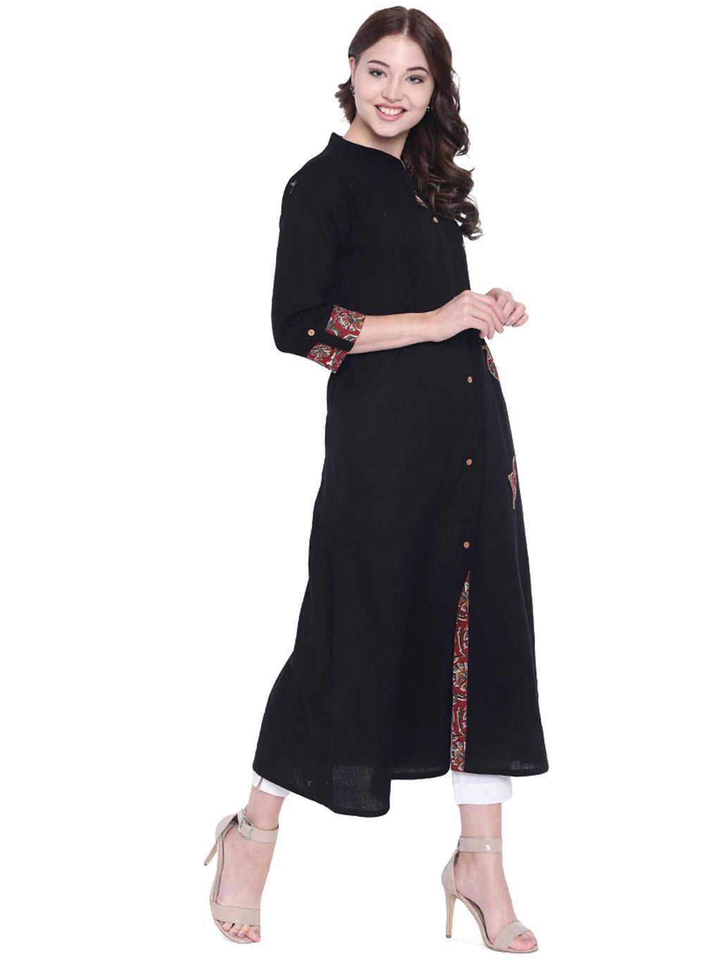 Black Sequin Work Khadi Kurta | KDG - view 3