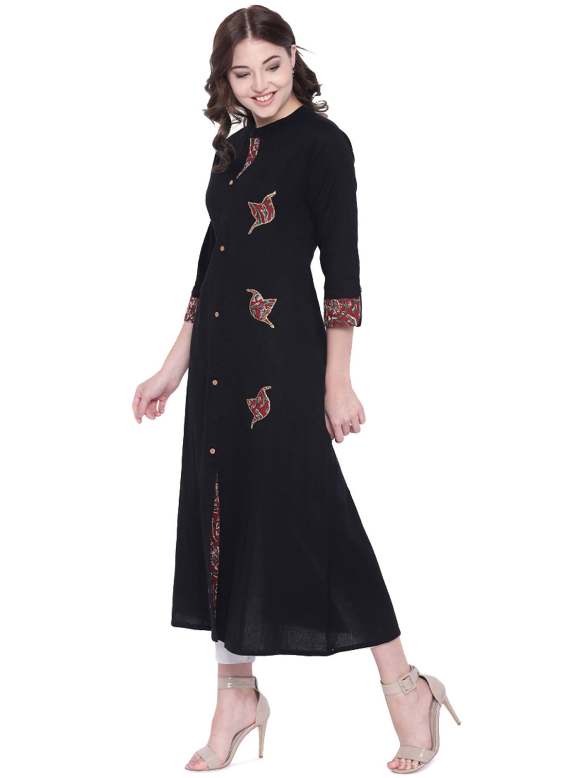 Black Sequin Work Khadi Kurta | FY93 - view 4