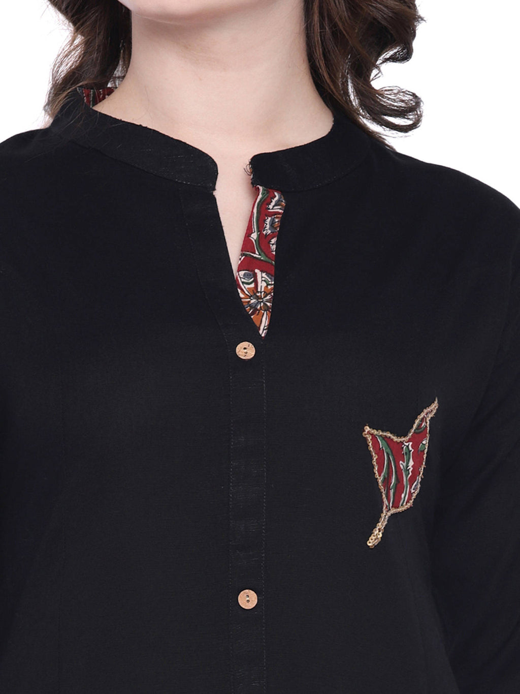 Black Sequin Work Khadi Kurta | FY93 - view 5