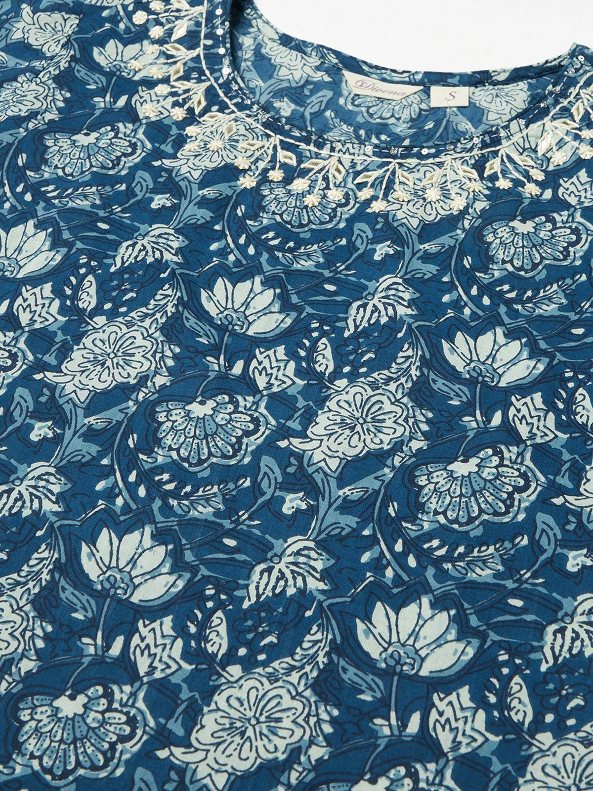 Blue Floral Straight Kurta | KDG - view 2