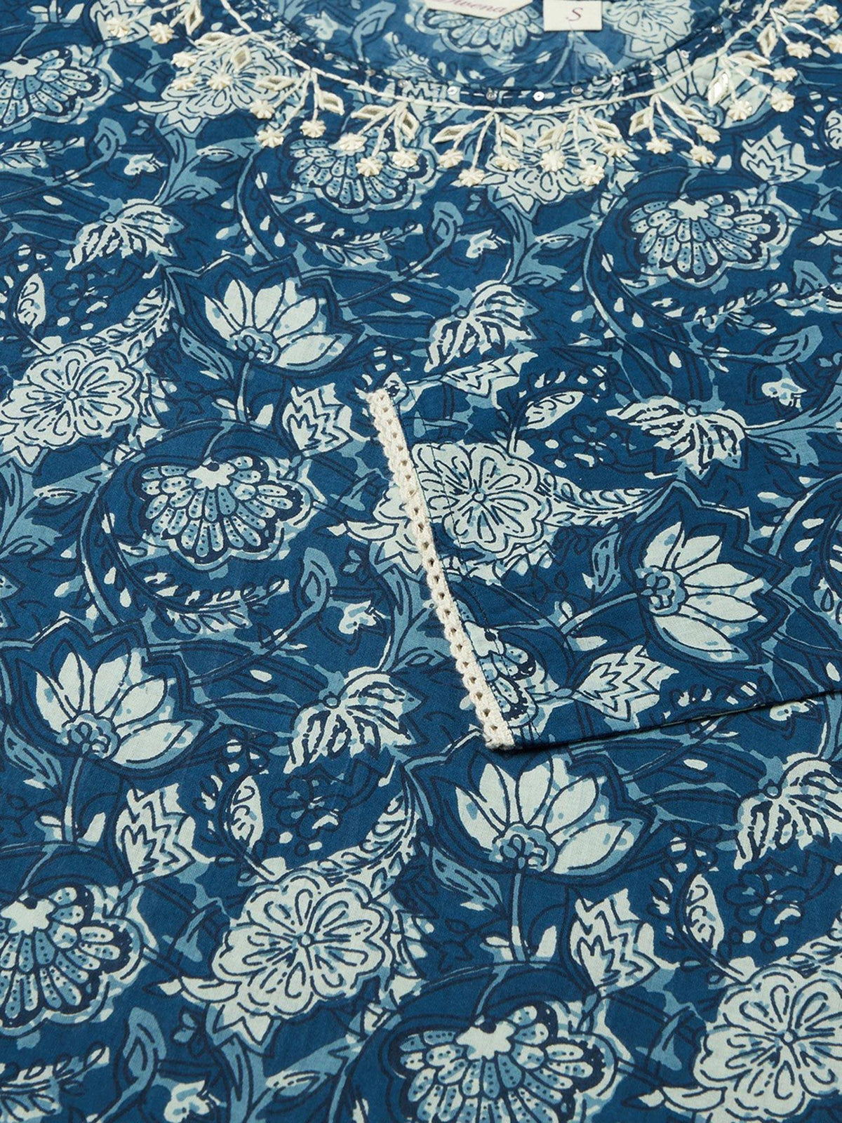 Blue Floral Straight Kurta | KDG - view 6