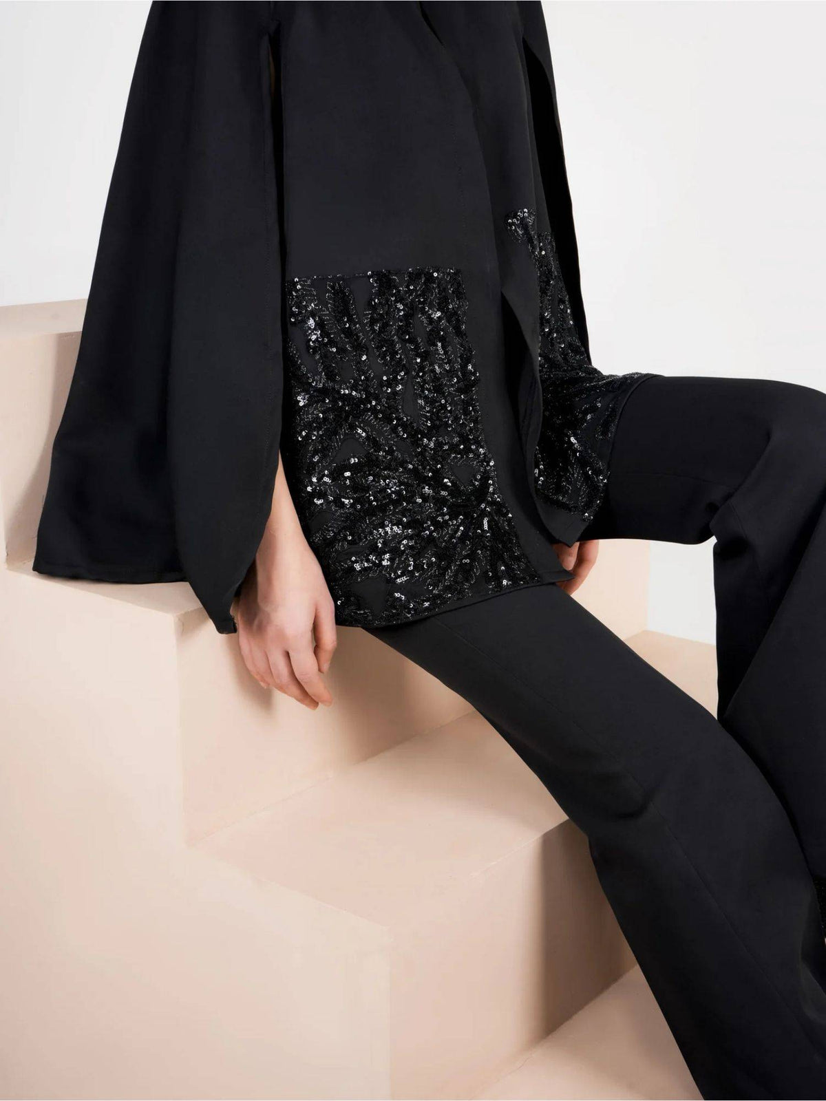 Cici Pearl Handwork Cape - Black | JC78 - view 1