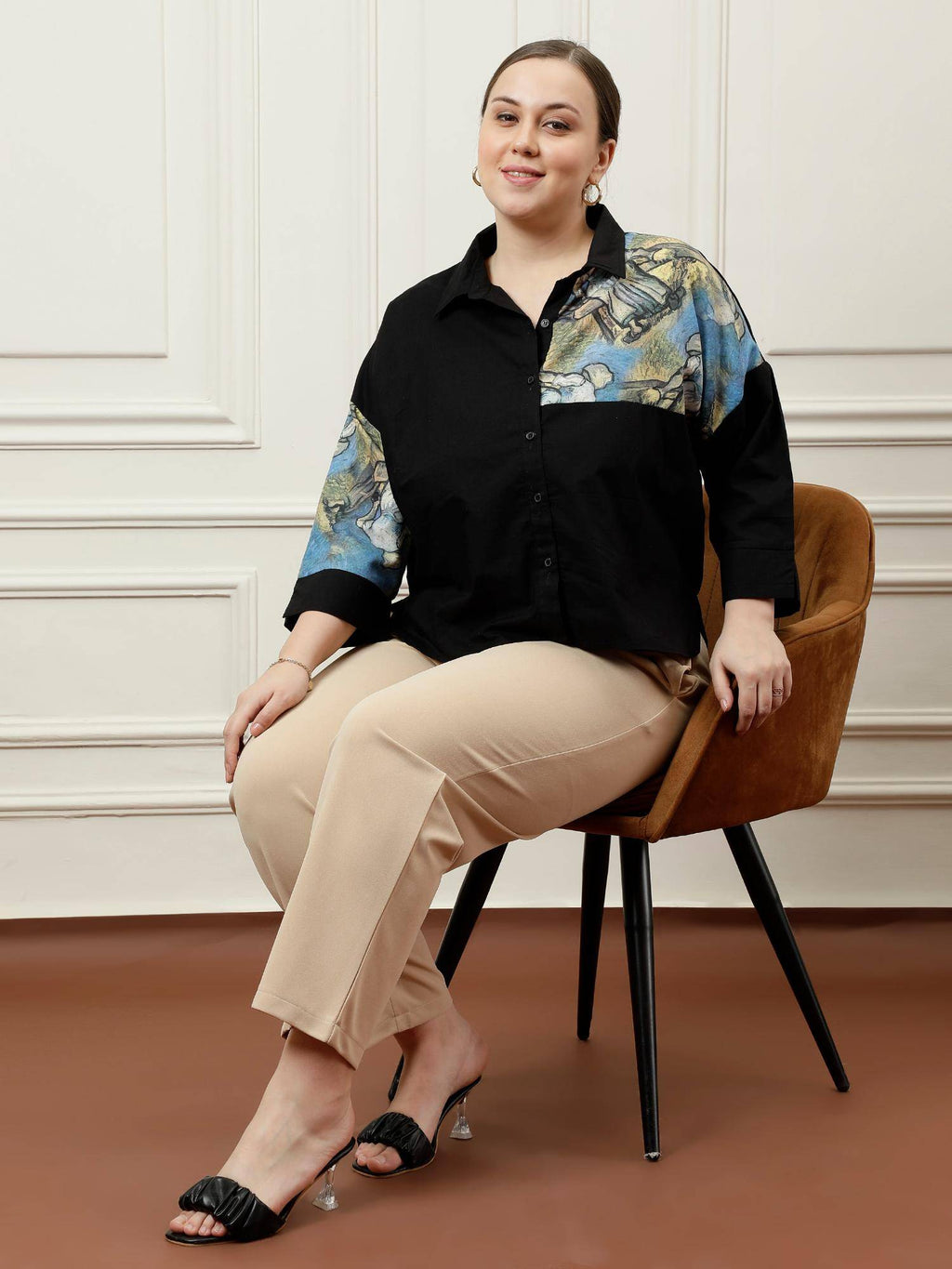 Women Black Blue Patch Shirt | S67 - view 5
