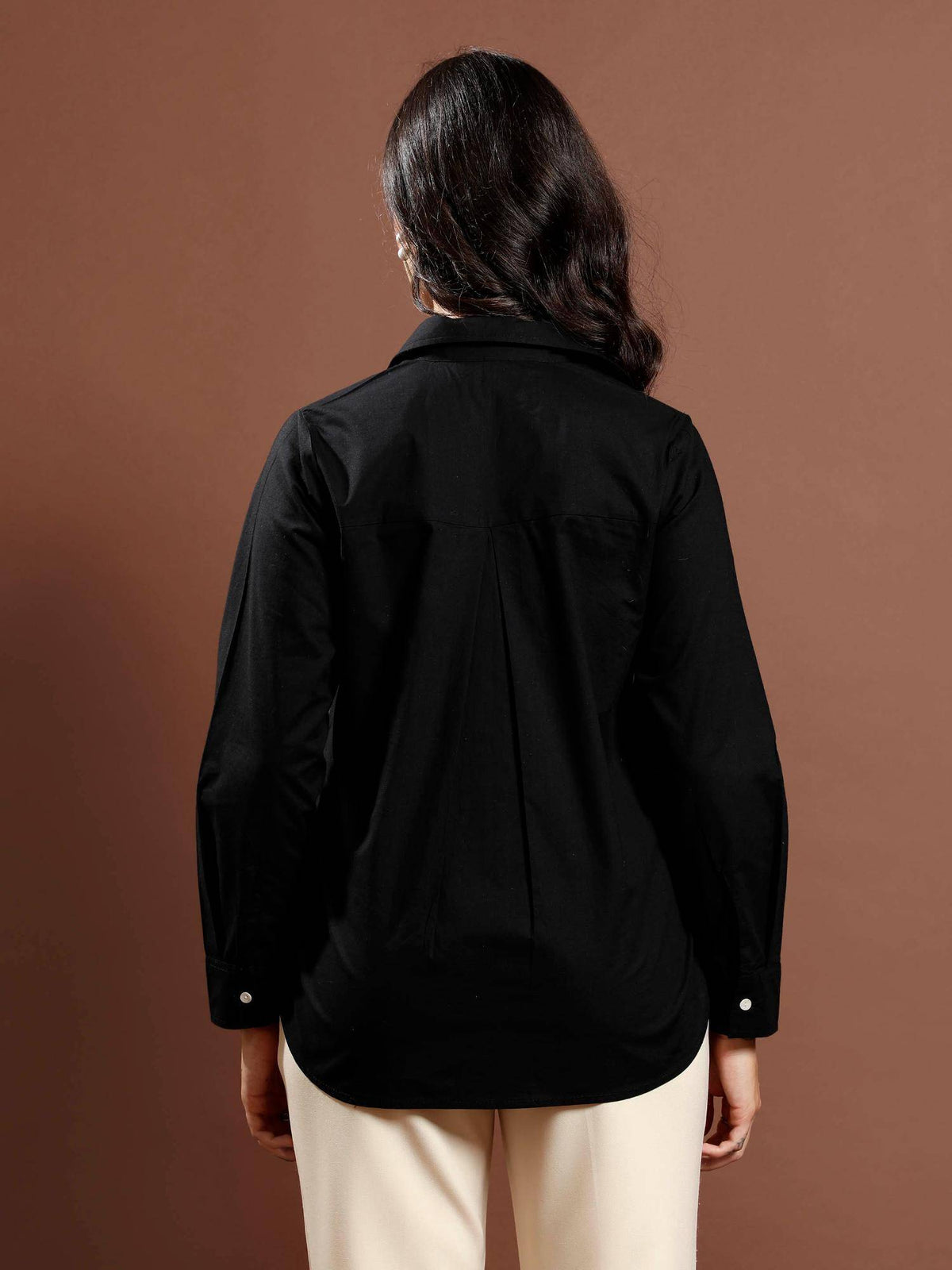 Women Black Cotton Embellished Shirt | S67 - view 2