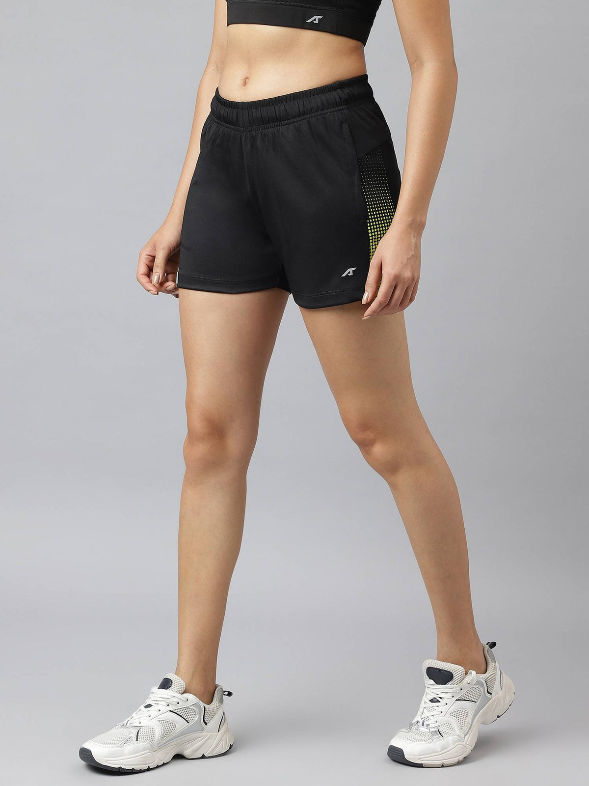 Womens Black Anti-static Soft-touch Slim-fit Training Shorts - view 5