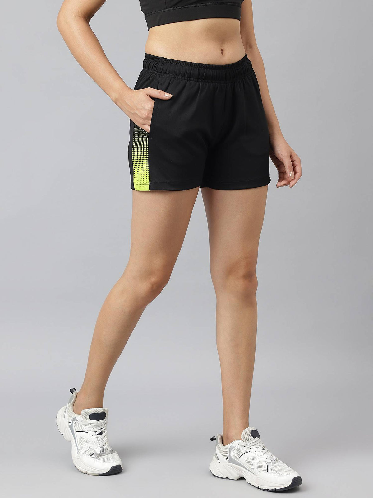 Womens Black Anti-static Soft-touch Slim-fit Training Shorts - view 8