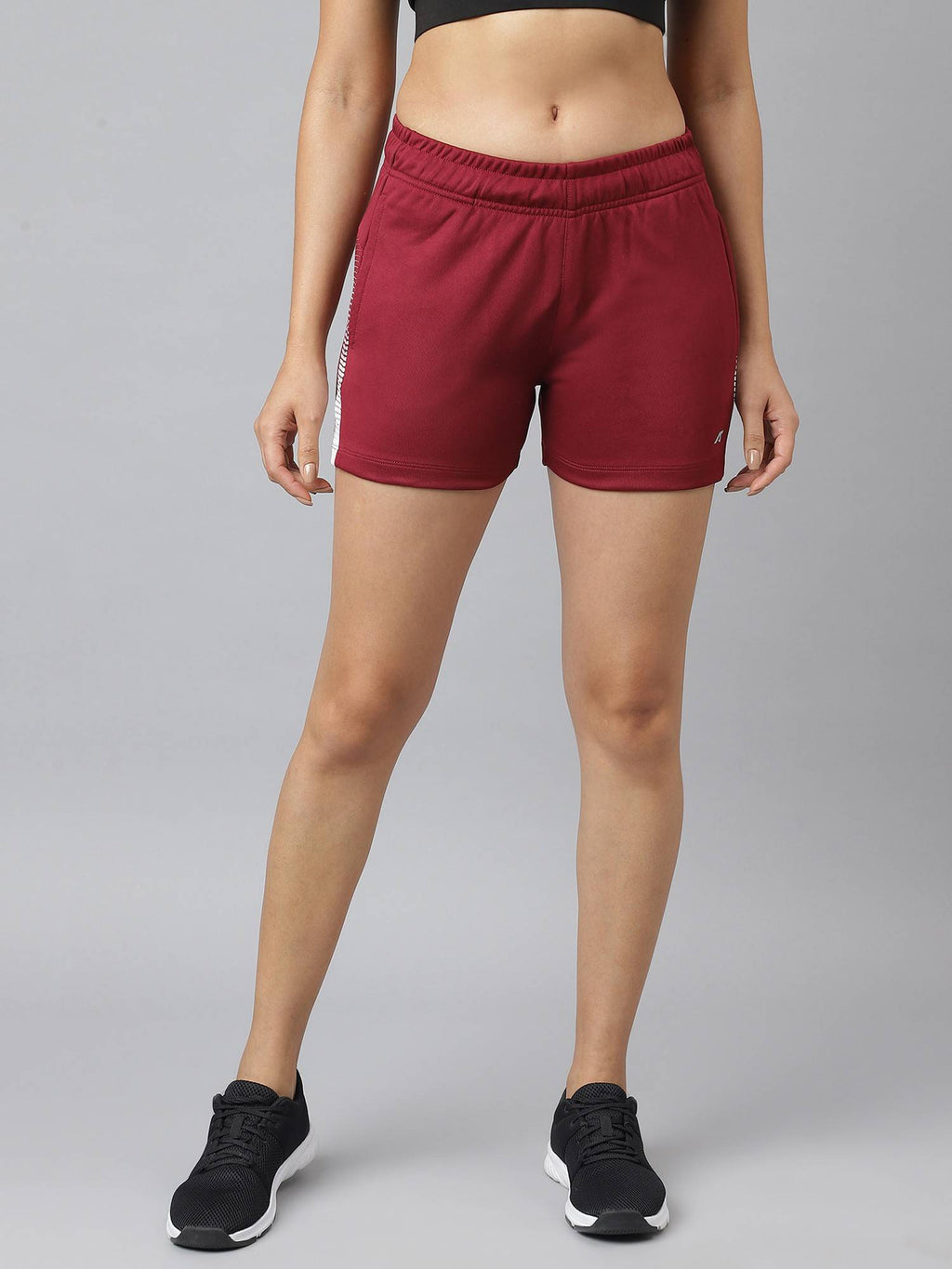 Womens Red Plum Anti-static Soft-touch Slim-fit Training Shorts - view 1