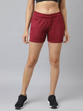 Womens Red Plum Anti-static Soft-touch Slim-fit Training Shorts - view 1