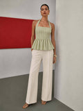 Green Striped Peplum Top | HT67 - view 1