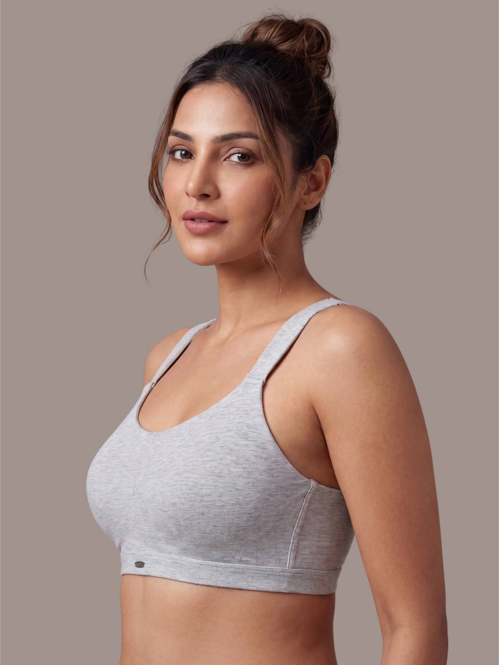 Women Full Coverage Padded Non-Wired High Impact Cotton Sports Bra - Grey | sb09 - view 4