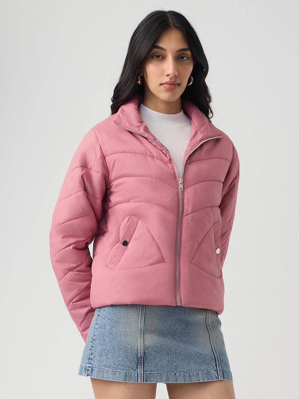 Pink Solid Regular Fit Jacket | JC78 - view 1