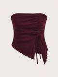 Wine Strapless Ruched Top | TT90 - view 1