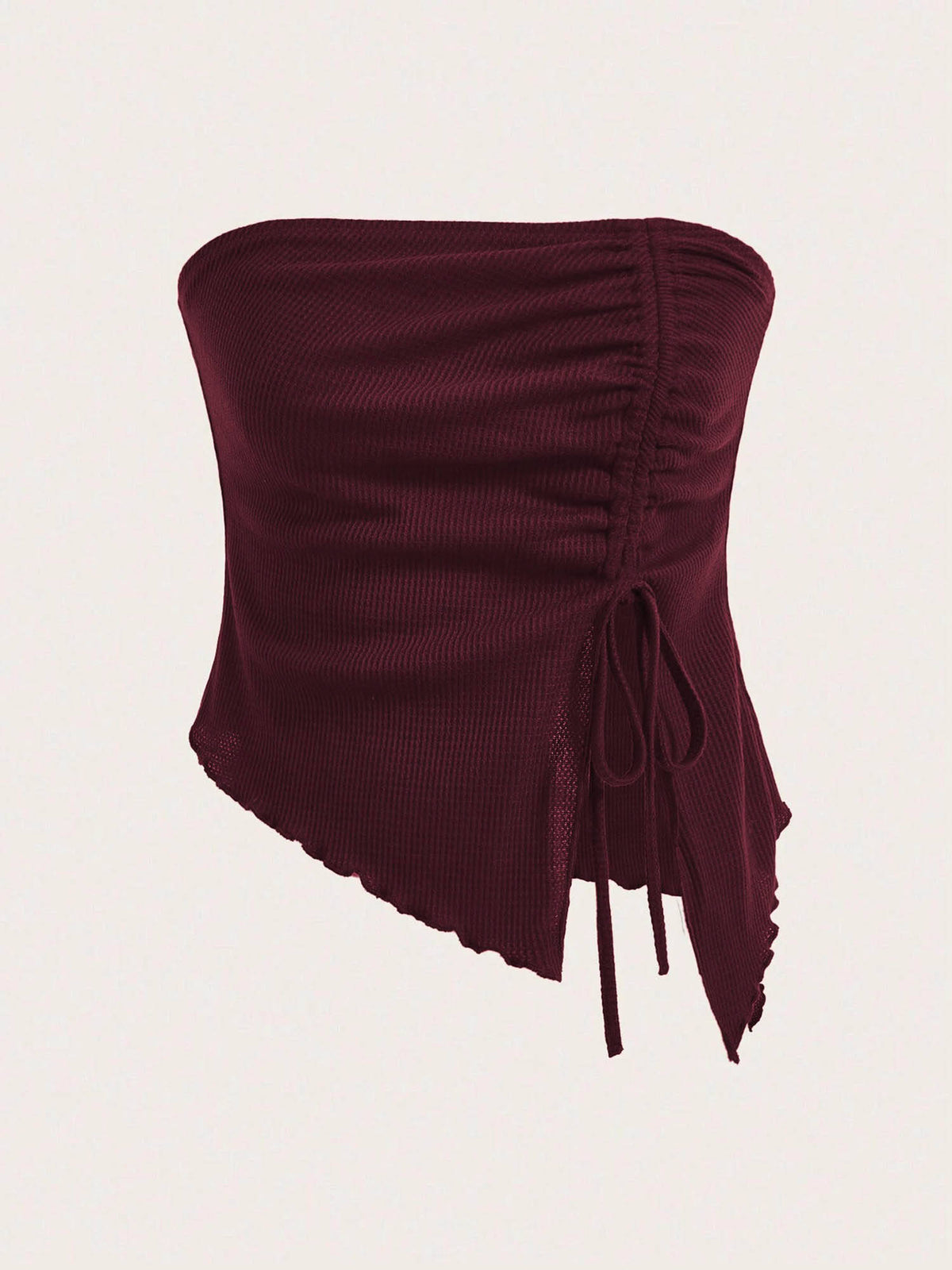 Wine Strapless Ruched Top | TT90 - view 1