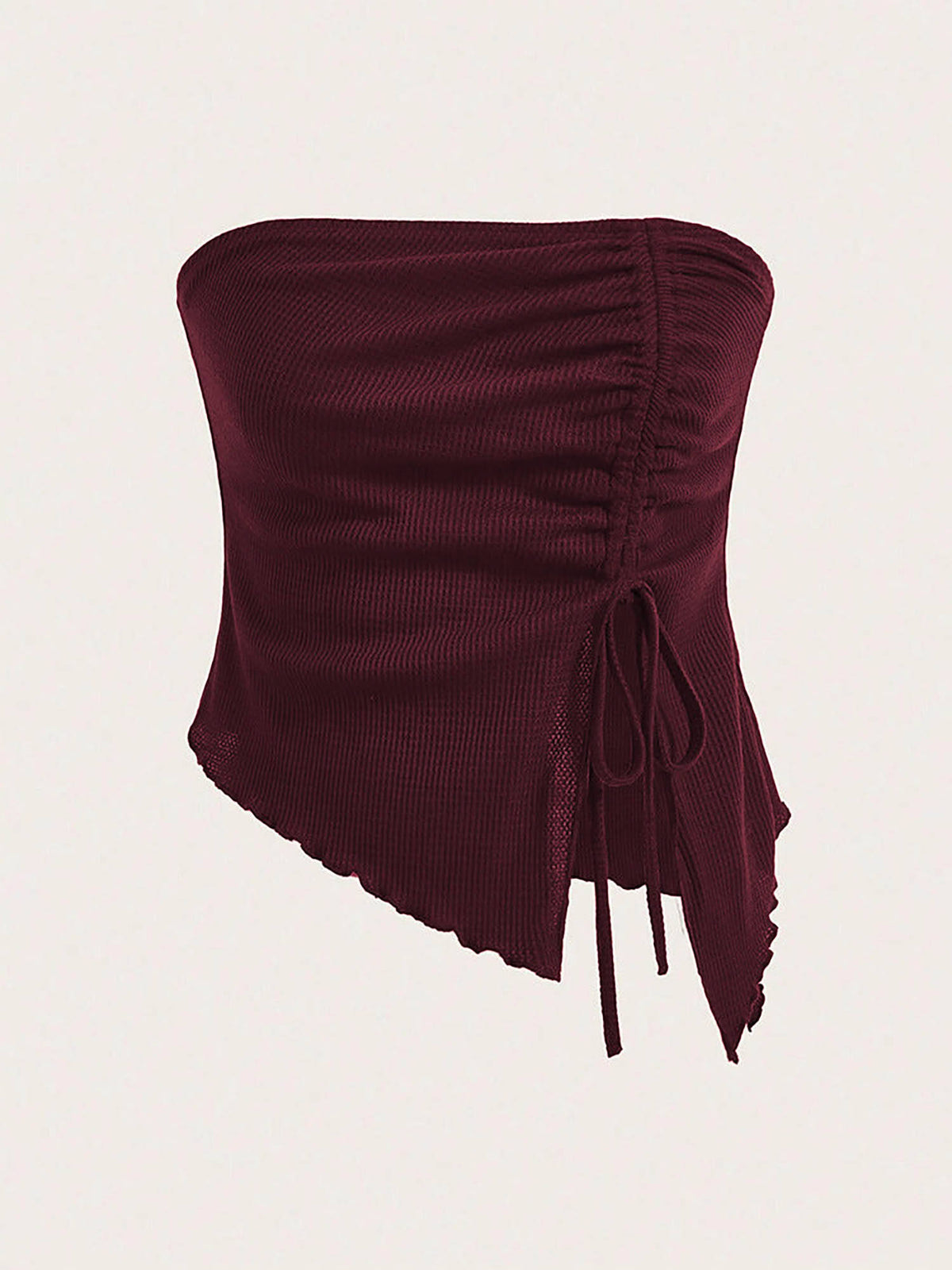 Wine Strapless Ruched Top | TT90 - view 3