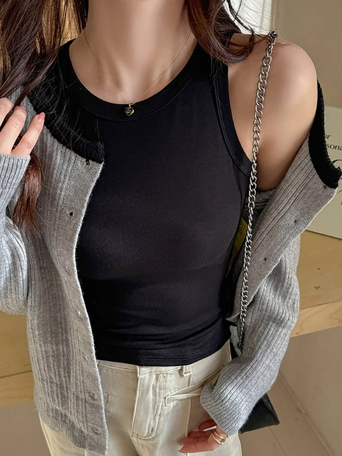 Off-White Solid Tank Top | TT98 - view 8