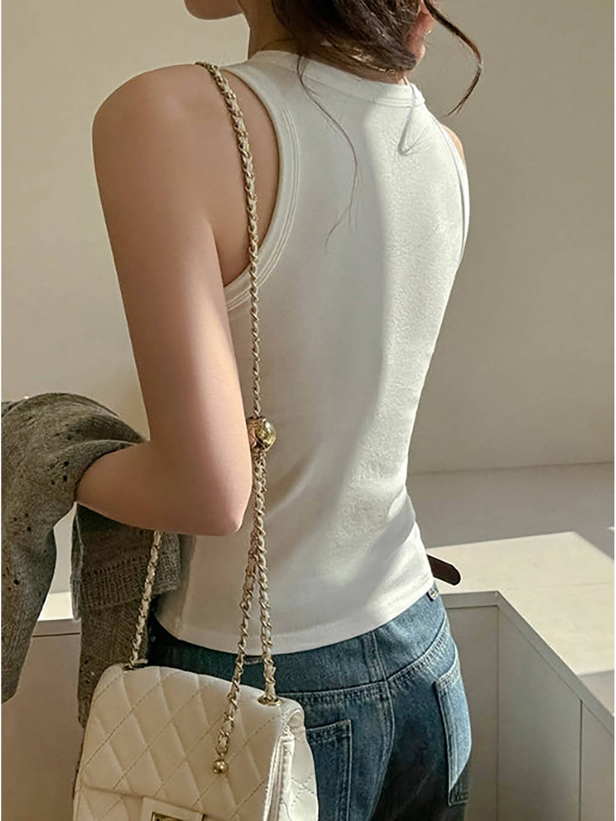 Off-White Solid Tank Top | TT98 - view 12