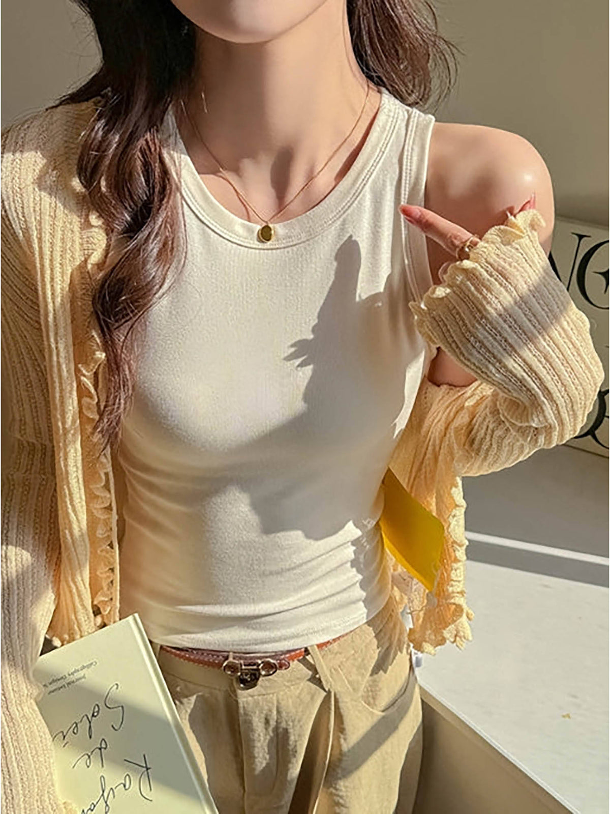 Off-White Solid Tank Top | TT98 - view 2