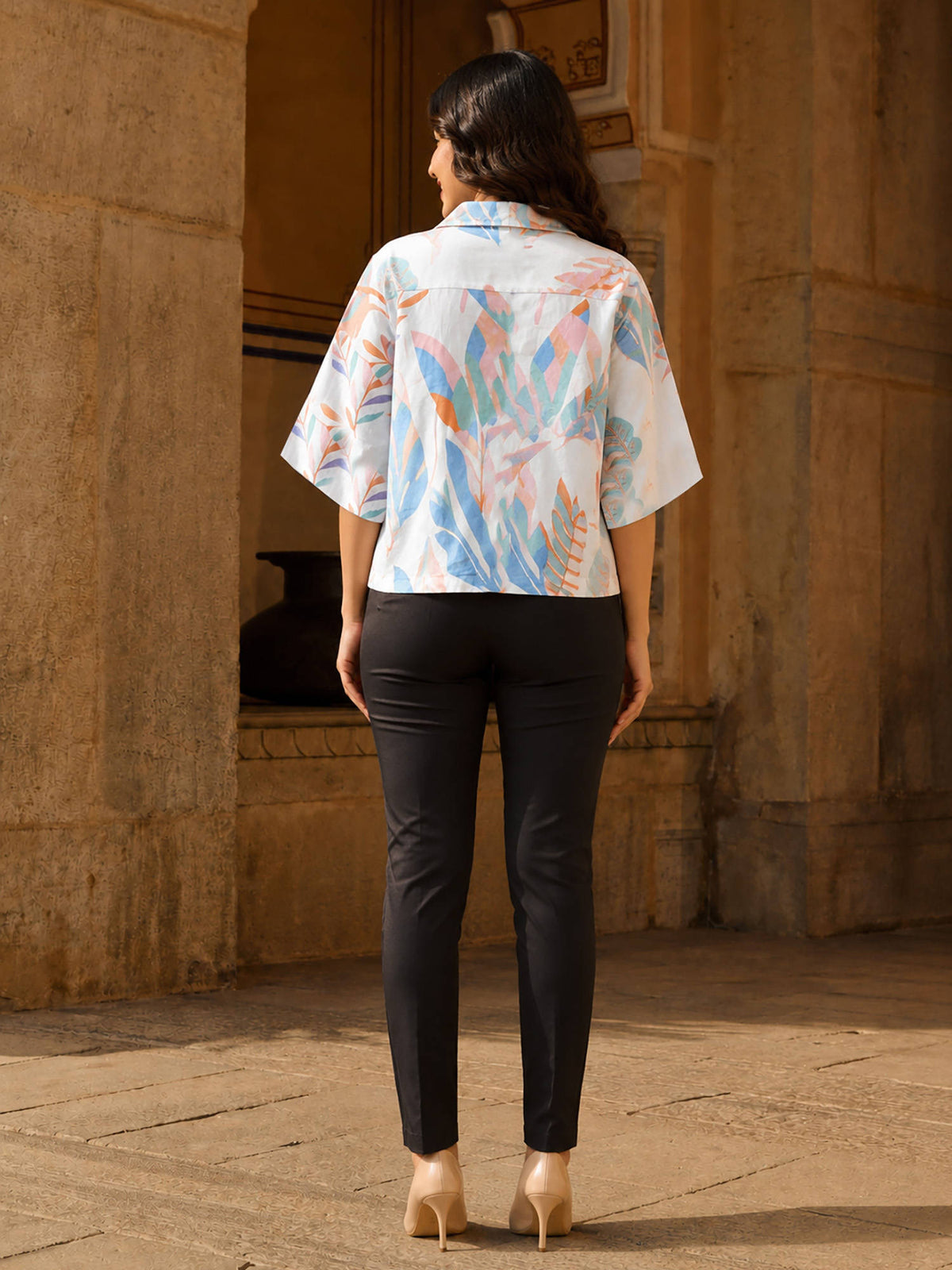 White Printed Viscose Rayon Regular Shirt | S67 - view 2