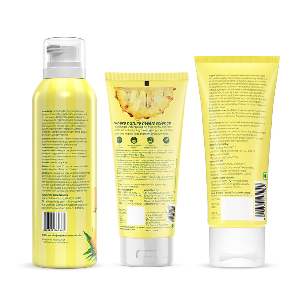 Pineaaple Brightening Foamy Mousse Body, Wash & Juicy Cleanser & Sunscreen Combo | PL1 - view 2