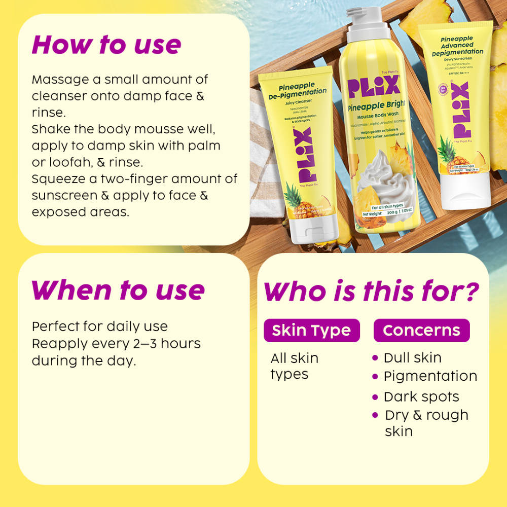 Pineaaple Brightening Foamy Mousse Body, Wash & Juicy Cleanser & Sunscreen Combo | PL1 - view 6
