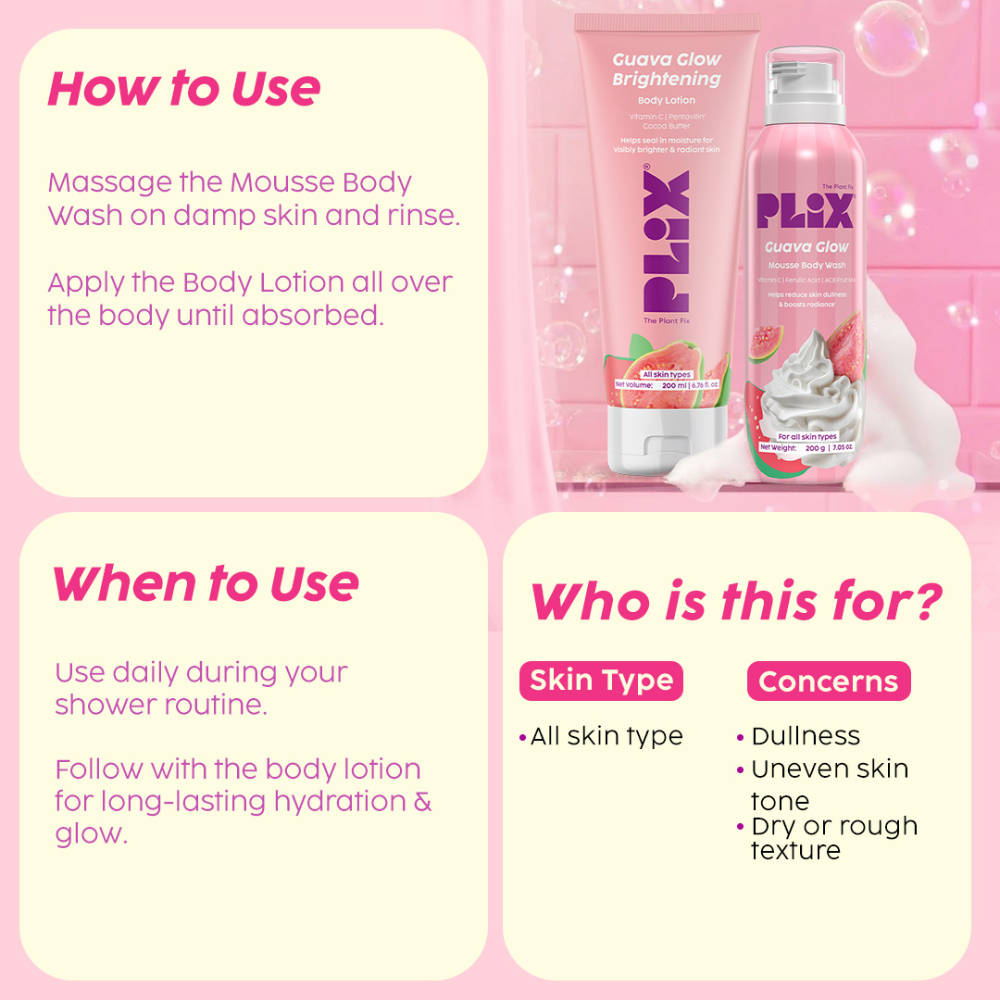 Guava Glow Mousse Body Wash & Hydrating Body Lotion For Soft Skin Combo | PL1 - view 5