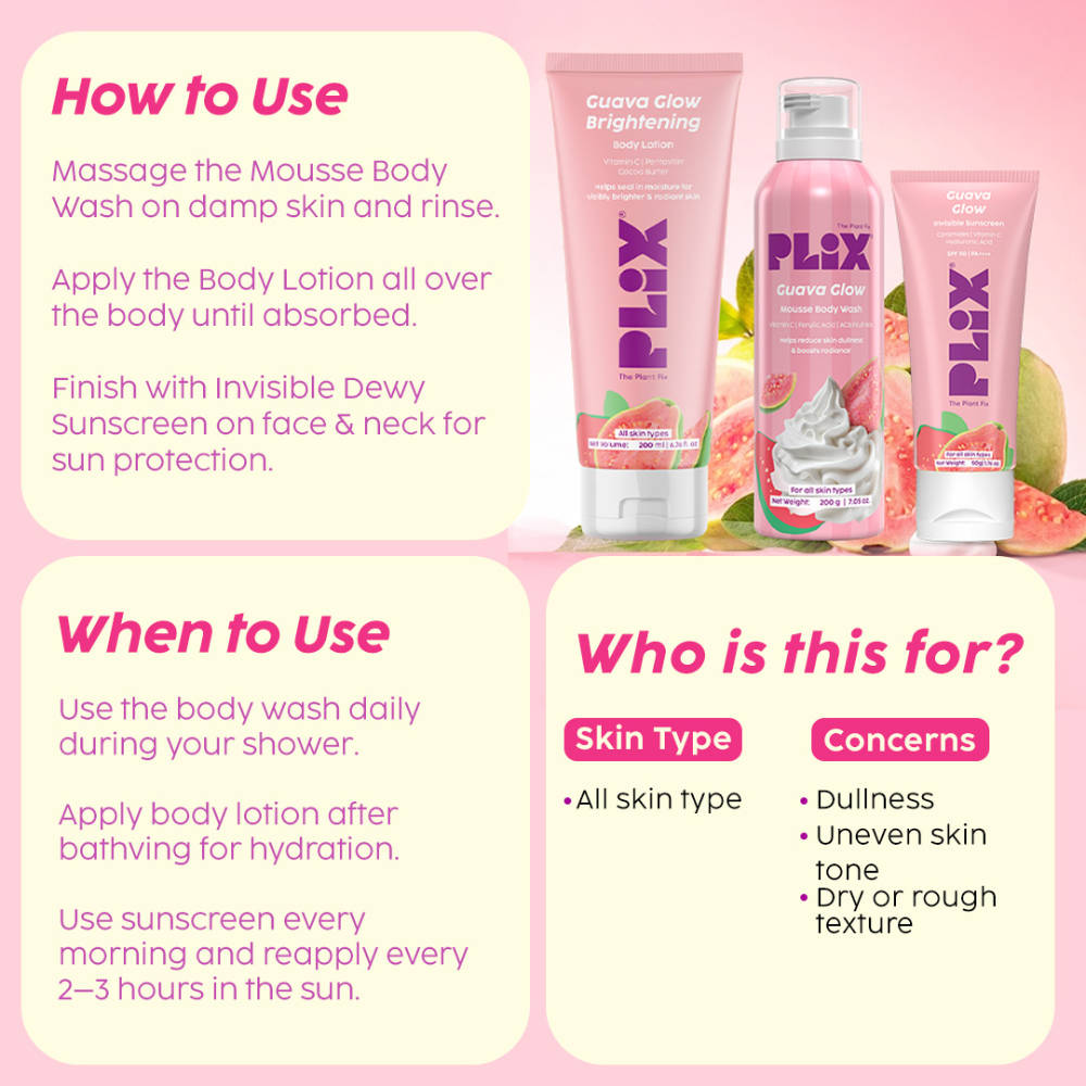Guava Glow Body Wash, Body Lotion & SPF 50 Sunscreen Combo | PL1 - view 8
